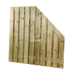 Schuin schuttingscherm 21 planks - Grenen - Rechts aflopend