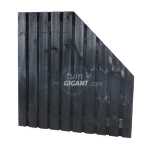 Schuin schuttingscherm 21 planks - Zwart - Rechts aflopend