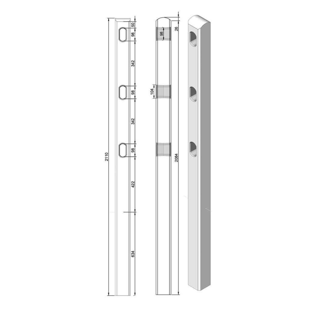 weidepaal betonpaal antraciet 211 cm 11,5 x 11,5 cm