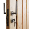 houten schuifpoort met metalen frame douglas