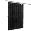 houten schuifpoort met metalen frame zwart