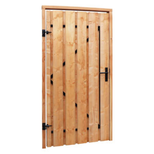 complete houten schutting tuinpoort red class wood zwart beslag details