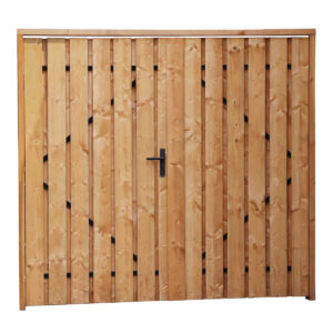 dubbele houten schutting tuinpoort red class wood zwarte details compleet