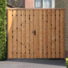dubbele houten schutting tuinpoort red class wood zwarte details compleet