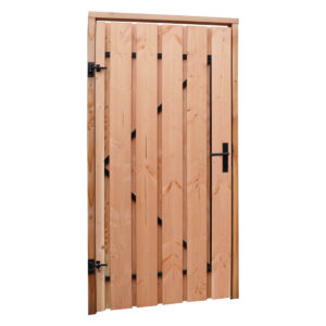 complete houten schutting tuinpoort douglas 90 cm zwarte frame zwart slotset