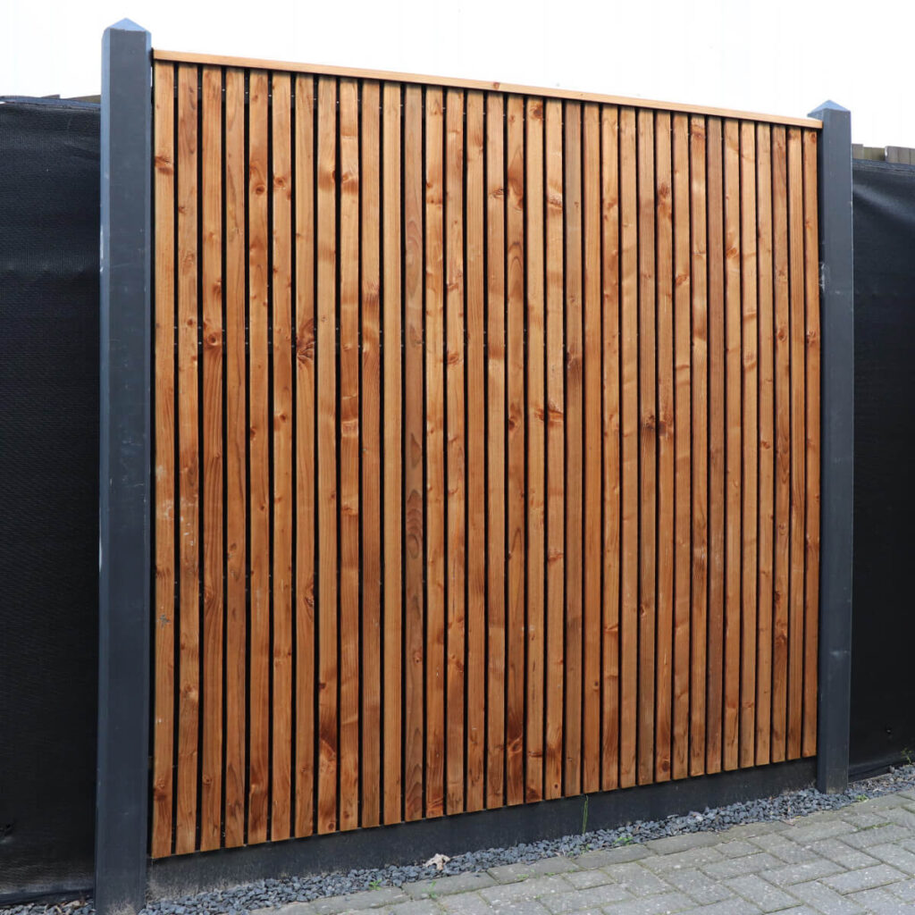 elan schutting tuinscherm latten bruin geimpregneerd 178 x 179 cm vuren met zwart doek dubbelzijdig