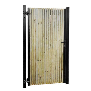 houten hekwerk tuinpoort stalen frame geimpregneerdgrenen elan 9005 180x100 cm vence