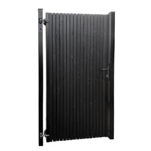 houten hekwerk tuinpoort stalen frame zwart elan 9005 180 x 100 cm vence
