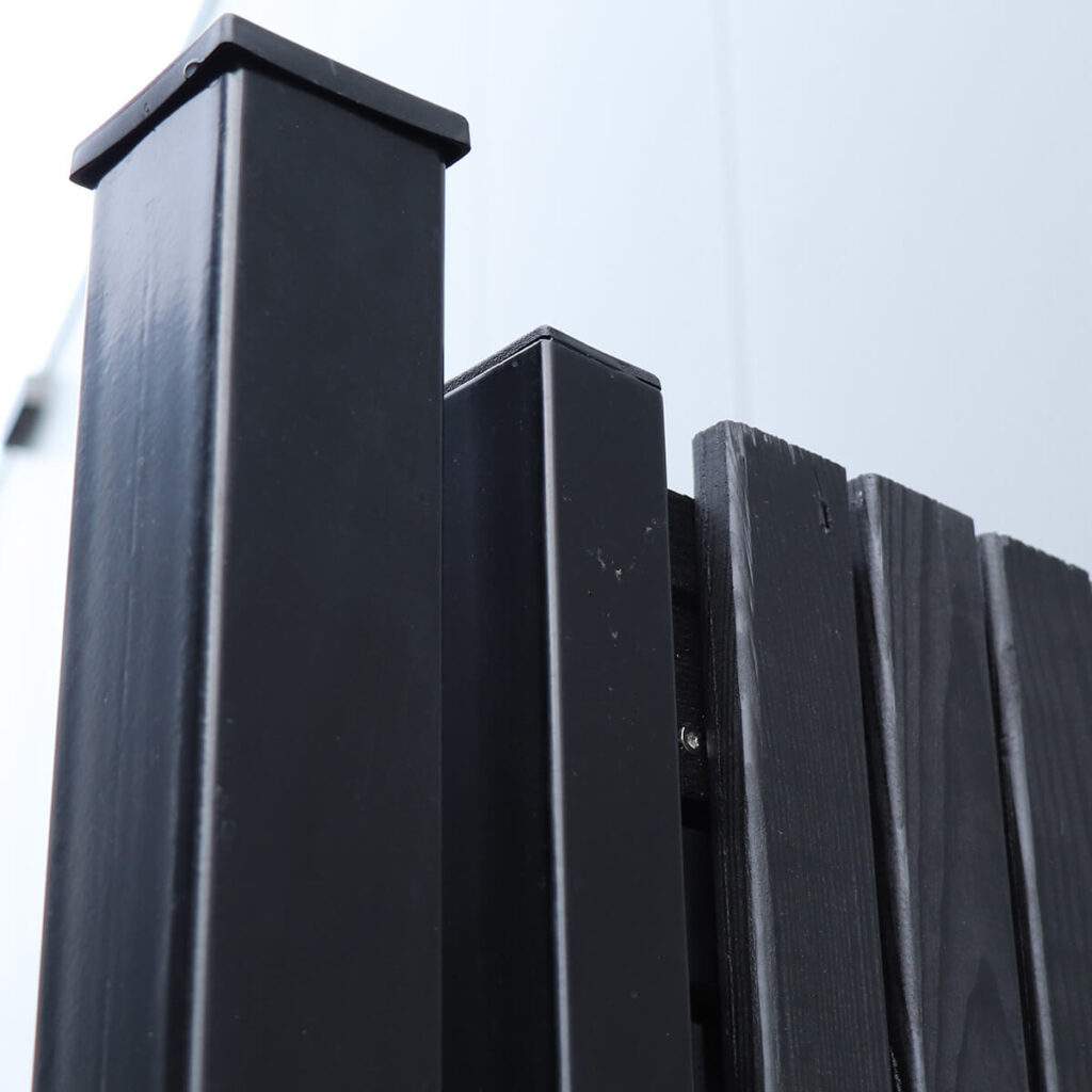 houten hekwerk tuinpoort stalen frame zwart elan 9005 180 x 100 cm vence