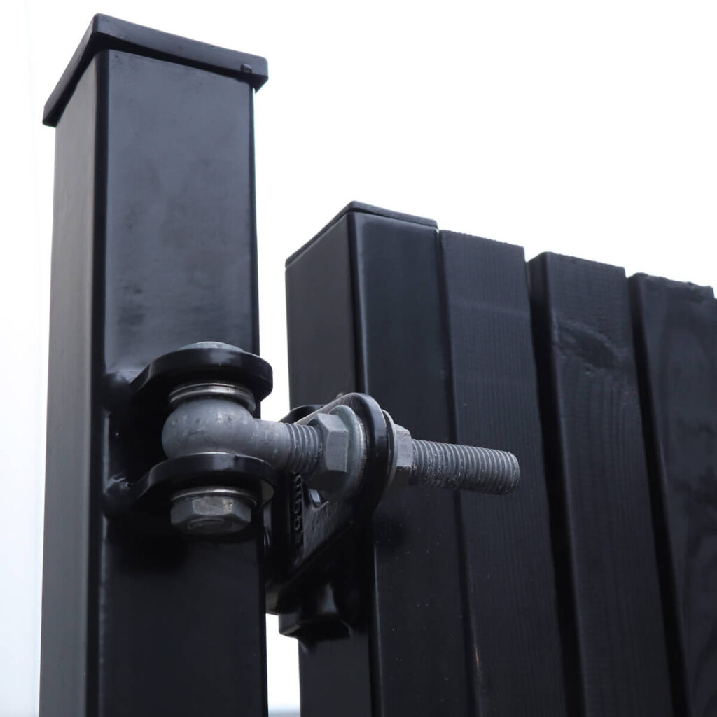 houten hekwerk tuinpoort stalen frame zwart elan 9005 180 x 100 cm vence