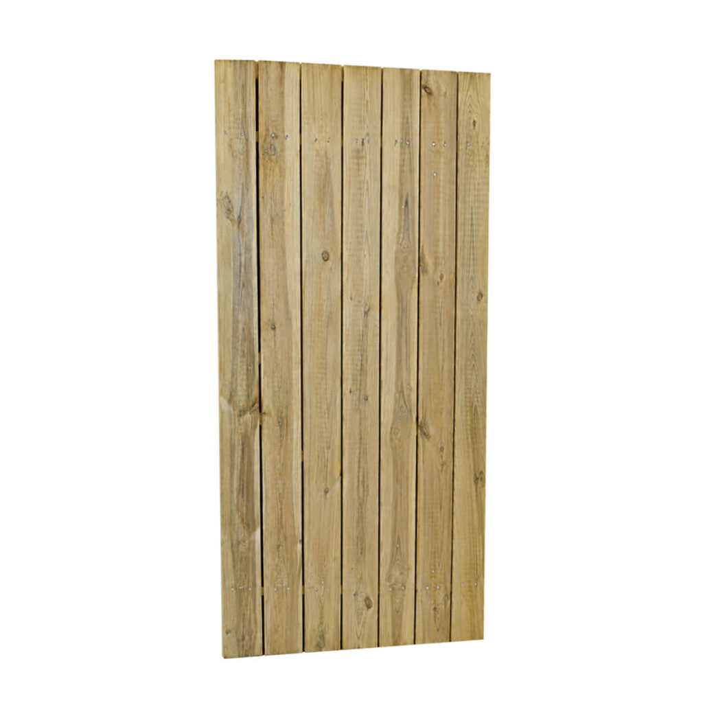enkele houten schutting poort metalen frame grenen